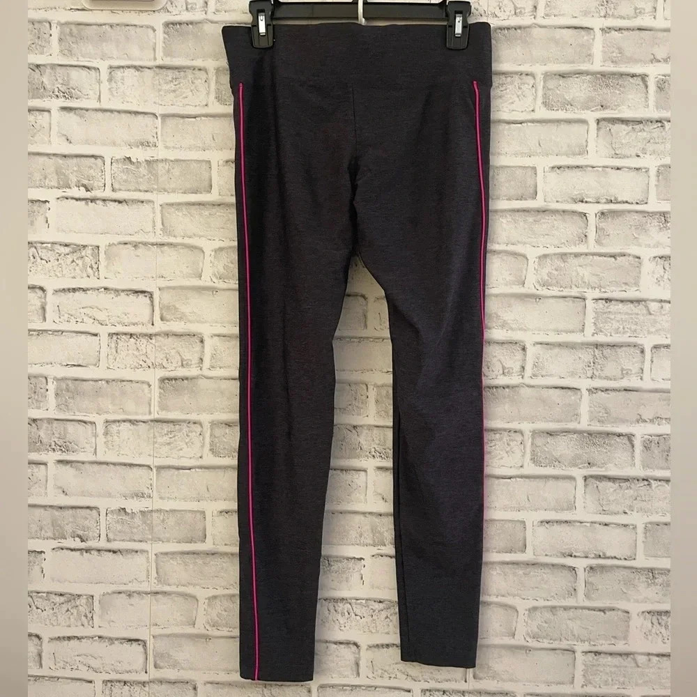 Women’s PINK Victoria’s Secret yoga leggings, gray heather w/pink stripe Small - Picture 2 of 4
